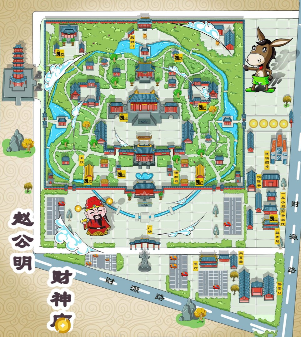 富民寺庙类手绘地图